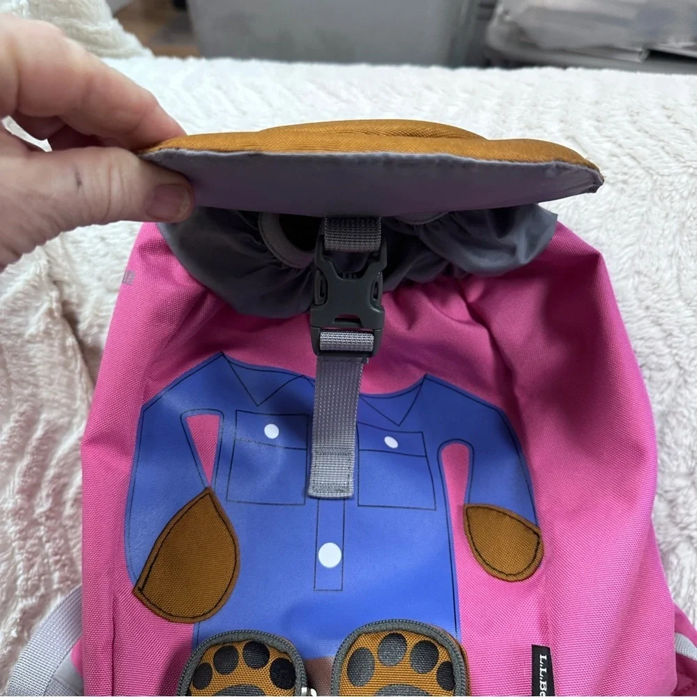 LL Bean Teddy Bear Backpack pink & blue, super cute!  kids, zipper pockets
